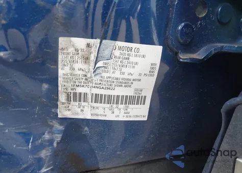 2022 Ford Explorer Xlt из США, поврежденный, VIN 1FMSK7DH4NGA29622